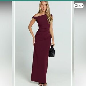Showpo. Wine One-Shoulder Bodycon Maxi Dress